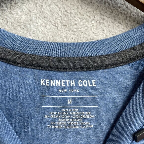 NEW Kenneth Cole New York Men's M Blue Crew Neck T-Shirt Organic Cotton Blend - Picture 4 of 7